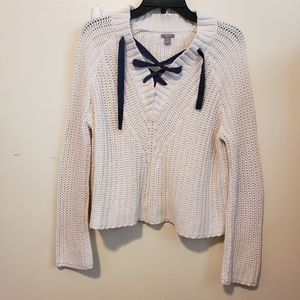 Aerie warm and cozy lace neck pullover oversized sweater